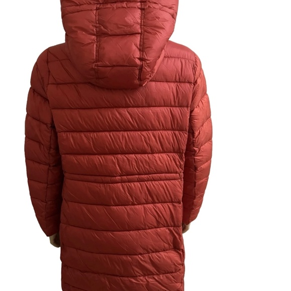 MK Michael Kors Bright Terracotta Women Coat Hooded Puffer Long Jacket XL - Picture 9 of 11